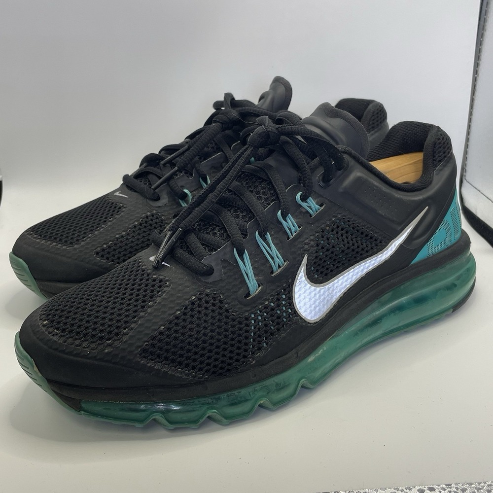 Nike Air Max 2013 Black Gamma Blue Green Running Shoes Men's Size 9.5 554886-003